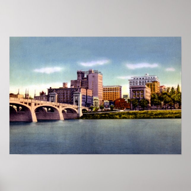 Poster Wilkes Barre Pennsylvania Skyline Susquehanna Rive (Devant)