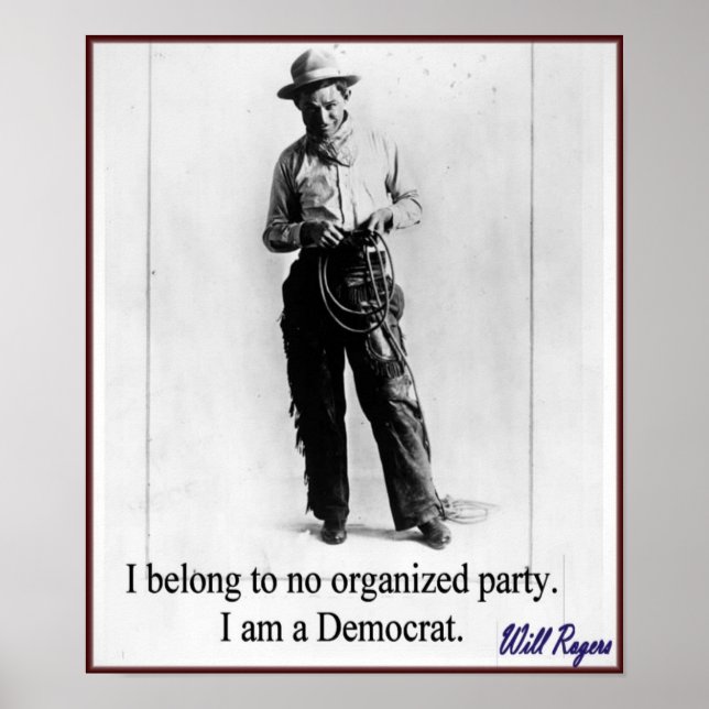 Poster "Will Rogers - Democrat" (Devant)
