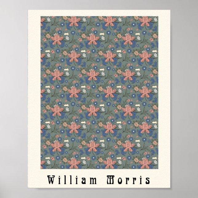 Poster William Morris Art nouveau design floral vert (Devant)