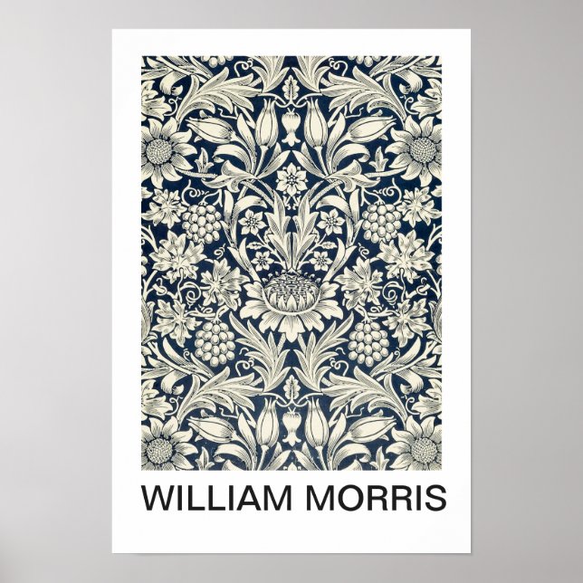 Poster - William Morris B/W Floral Print (Vorne)