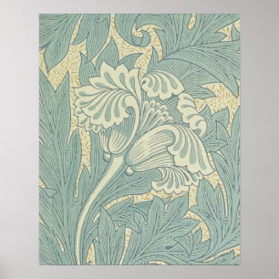 Poster William Morris Classique Tulipe Bleu Floral