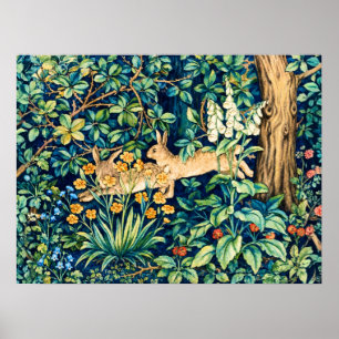 Poster William Morris "Deux Lièvres" Lapins Sauvages