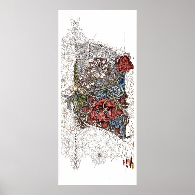 Poster William morris fleurs élégante illustration floral (Devant)