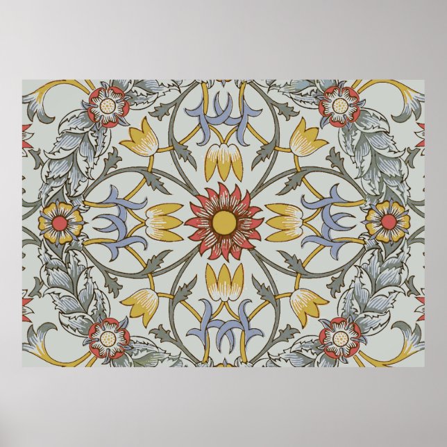 Poster William Morris Floral Circle Flower Illustration (Devant)