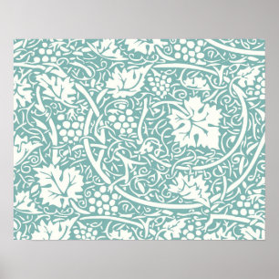 Poster William Morris Fond d'écran Floral Turquoise