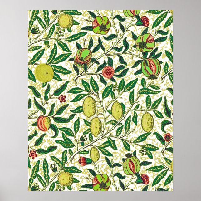 Poster William Morris Fruits exotiques, citrons et pêches (Devant)