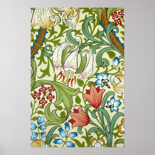 Poster William Morris Garden Papier peint Lily (Devant)