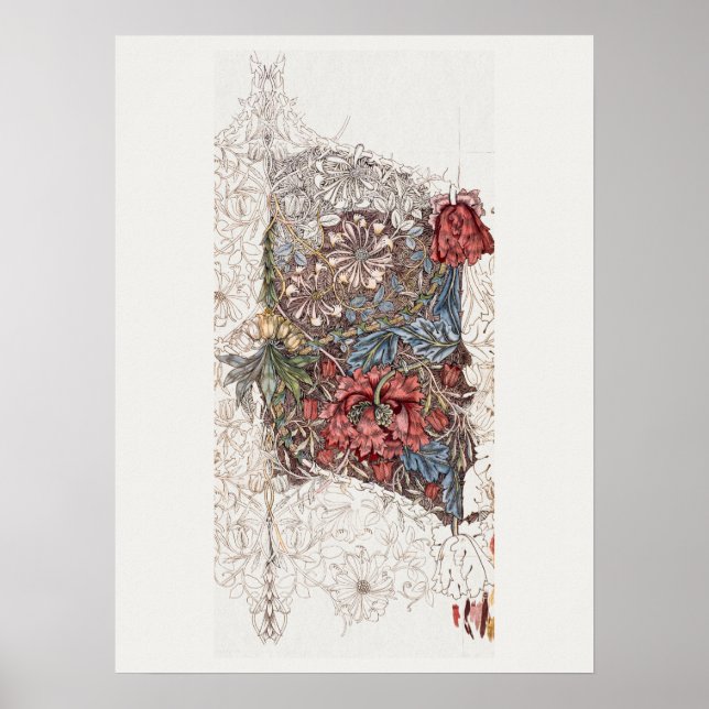 POSTER : WILLIAM MORRIS : HONEYSUCKLE + TULIP (Devant)