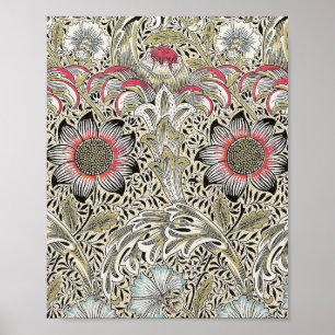 Poster william morris papier peint coq floral