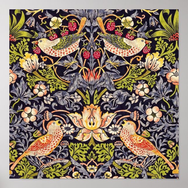 Poster William Morris Strawberry Thief Floral Art nouveau (Devant)