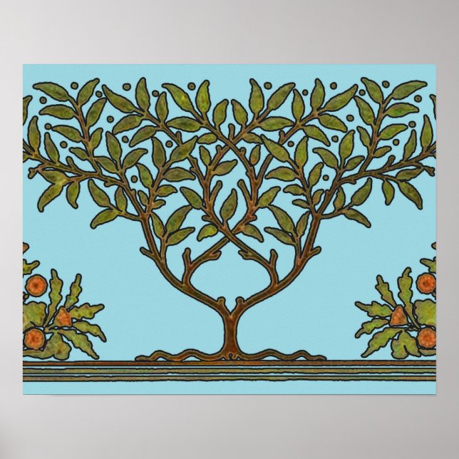 Poster William Morris Tree Frieze Fond d'écran floral (Devant)