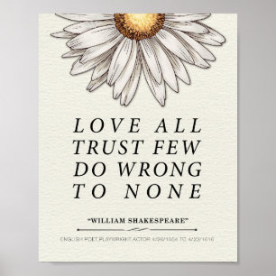 Poster William Shakespeare Love All Cote