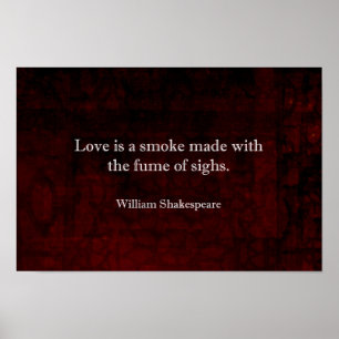 Poster William Shakespeare Romeo et Juliet LOVE Citation