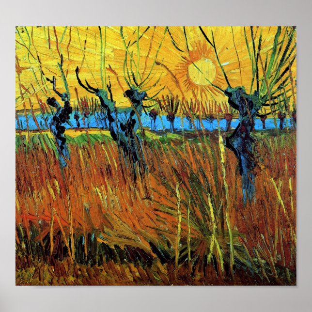 Poster Willows at Sunset (F572) Van Gogh Fine Art (Devant)