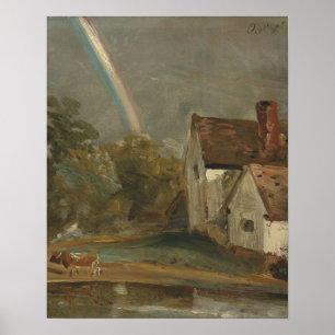 Poster Willy Lott's Cottage avec arc en ciel