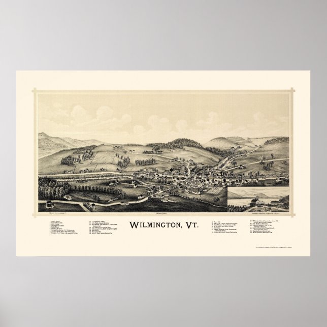 Poster Wilmington, VT Carte panoramique - 1891 (Devant)