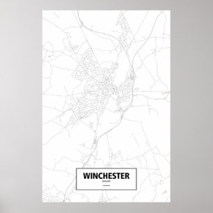 Poster Winchester, Angleterre (noir sur blanc)