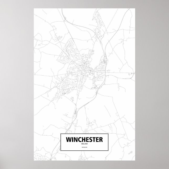 Poster Winchester, Angleterre (noir sur blanc) (Devant)
