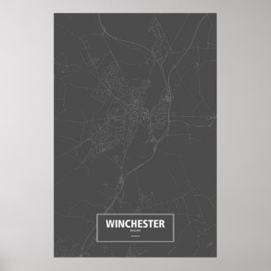 Poster Winchester, England (white on black)