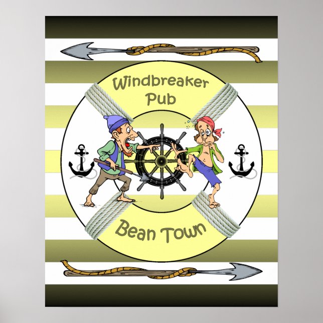 Poster "Windbreaker Pub" ~ Bean Town ~ (Boston) ~ (Devant)