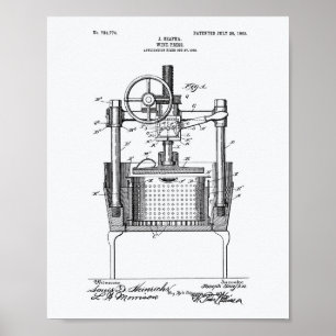 Poster Wine Press 1903 Patent Art White Paper