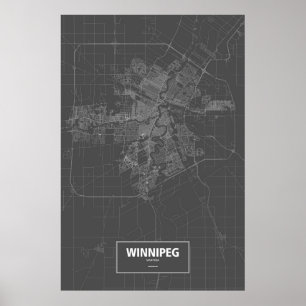 Poster Winnipeg (Manitoba) (blanc sur noir)