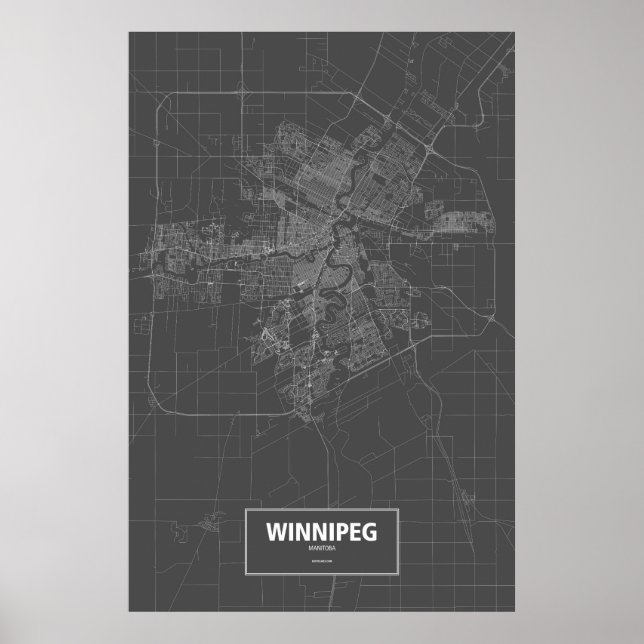Poster Winnipeg (Manitoba) (blanc sur noir) (Devant)