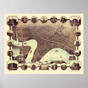Poster Winnipeg, mb, carte panoramique du Canada - 1884