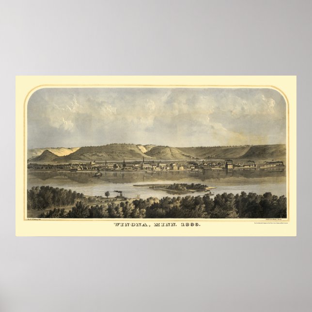 Poster Winona County, MN Carte panoramique - 1867 (Devant)