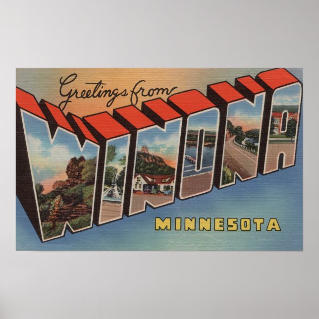 Poster Winona, Minnesota - Scènes de grandes lettres (Devant)