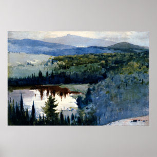 Poster Winslow Homer art, Village Indien, Adirondacks