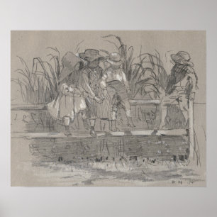 Poster Winslow Homer - Enfants assis sur une clôture