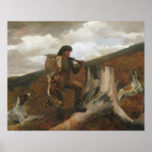 Poster Winslow Homer - un chasseur et chiens