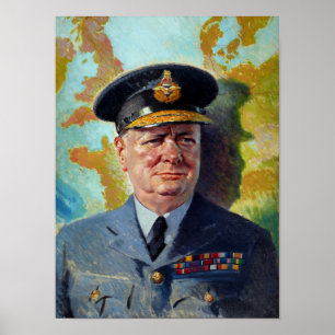 Poster Winston Churchill dans la peinture uniforme