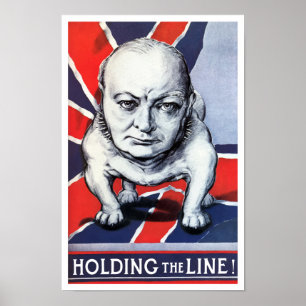 Poster Winston Churchill — Tenir La Ligne!