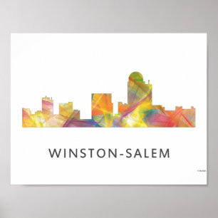POSTER WINSTON - SALEM, SKYLINE DE LA CAROLINE DU NTH -