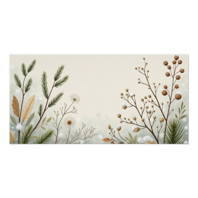 Poster Winter Botanical Foliage – Neutral Minimal Wall Ar (Devant)