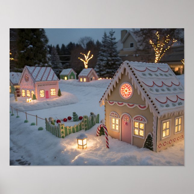 Poster Winter Candy Village Panorama (Devant)