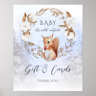 Poster Winter Christmas Gift And Cards Baby Shower