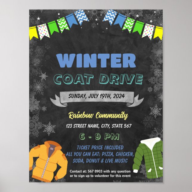 Poster Winter Coat Drive événement Modèle (Devant)