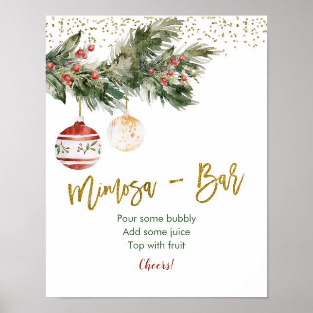 Poster Winter Deck the Halls Fête des mariées Mimosa Bar (Devant)