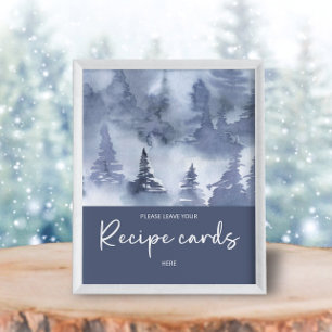 Poster Winter Forest Watercolor laissez votre carte de re