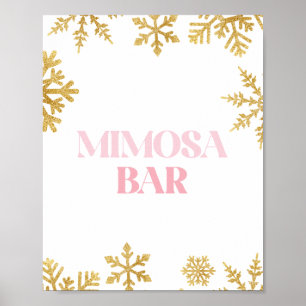 Poster Winter Onederland Mimosa signe bar rose et or