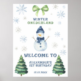 Poster Winter Onederland Snowman 1er anniversaire