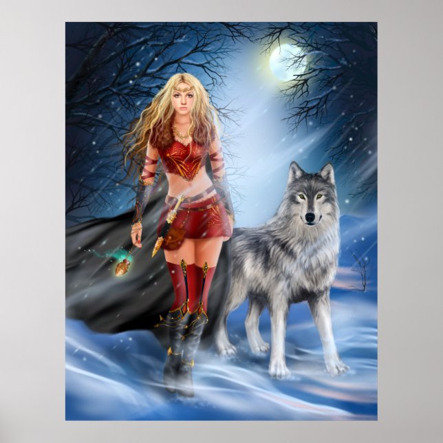 Poster Winter Warriors Prinzessin und Wolf (Vorne)