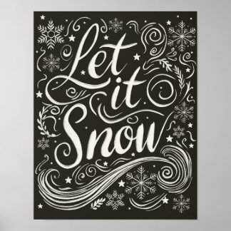 Poster Winter Wonderland Chalkboard Let It Snow