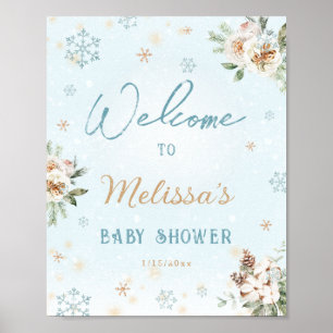 Poster Winter Wonderland Snowflake Baby shower Bienvenue