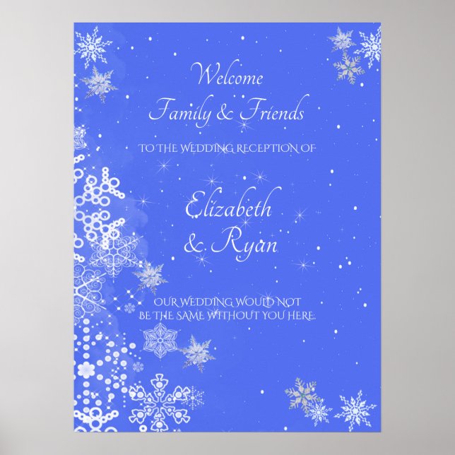 Poster Winter Wonderland, Snowflakes, Mariage Welcome (Devant)