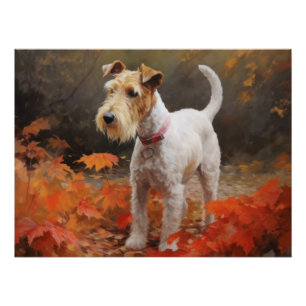 Poster Wirefox Terrier en automne Leaves automne Inspire