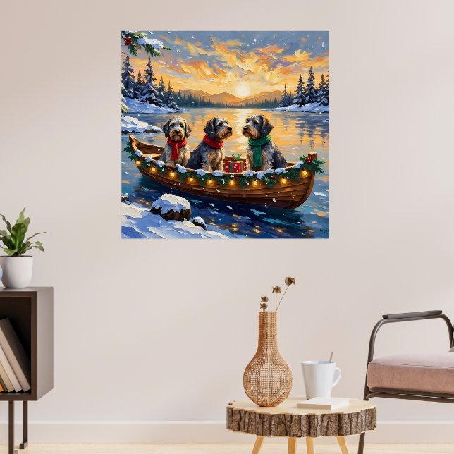 Poster Wirehaired Pointing Griffon Christmas Boat Holiday (Salon 3)